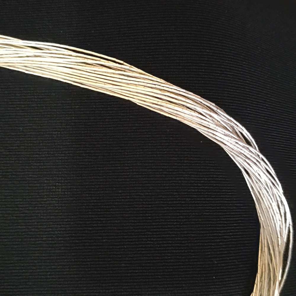 Vintage Navajo Liquid Sterling Silver 30 Strand Necklace 28" - Picture 2 of 9